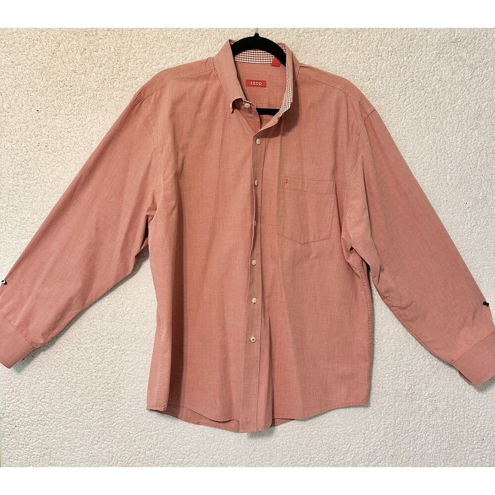 IZOD Dress Shirt‎ Mens L 100% Cotton Long Sleeve Collared Button Down